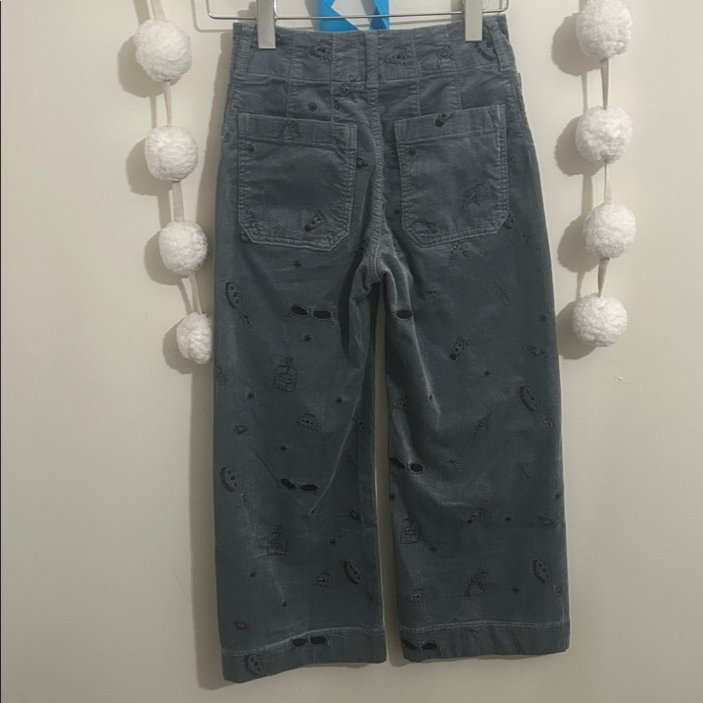 Anthropologie The Colette Crop Wide Leg Embroidered Corduroy Pants by Maeve - Picture 12 of 12